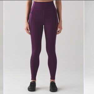 Lululemon Simply Bare Tight Darkest Magenta Purple Black Nulu Legging Size 2